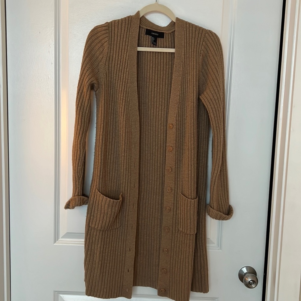 (L) Forever 21 Long Trench Sweater